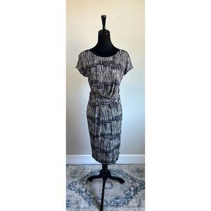 Max Mara Women's Cut Jersey Draped Gathered Waist Faux Wrap Midi Dress Size S